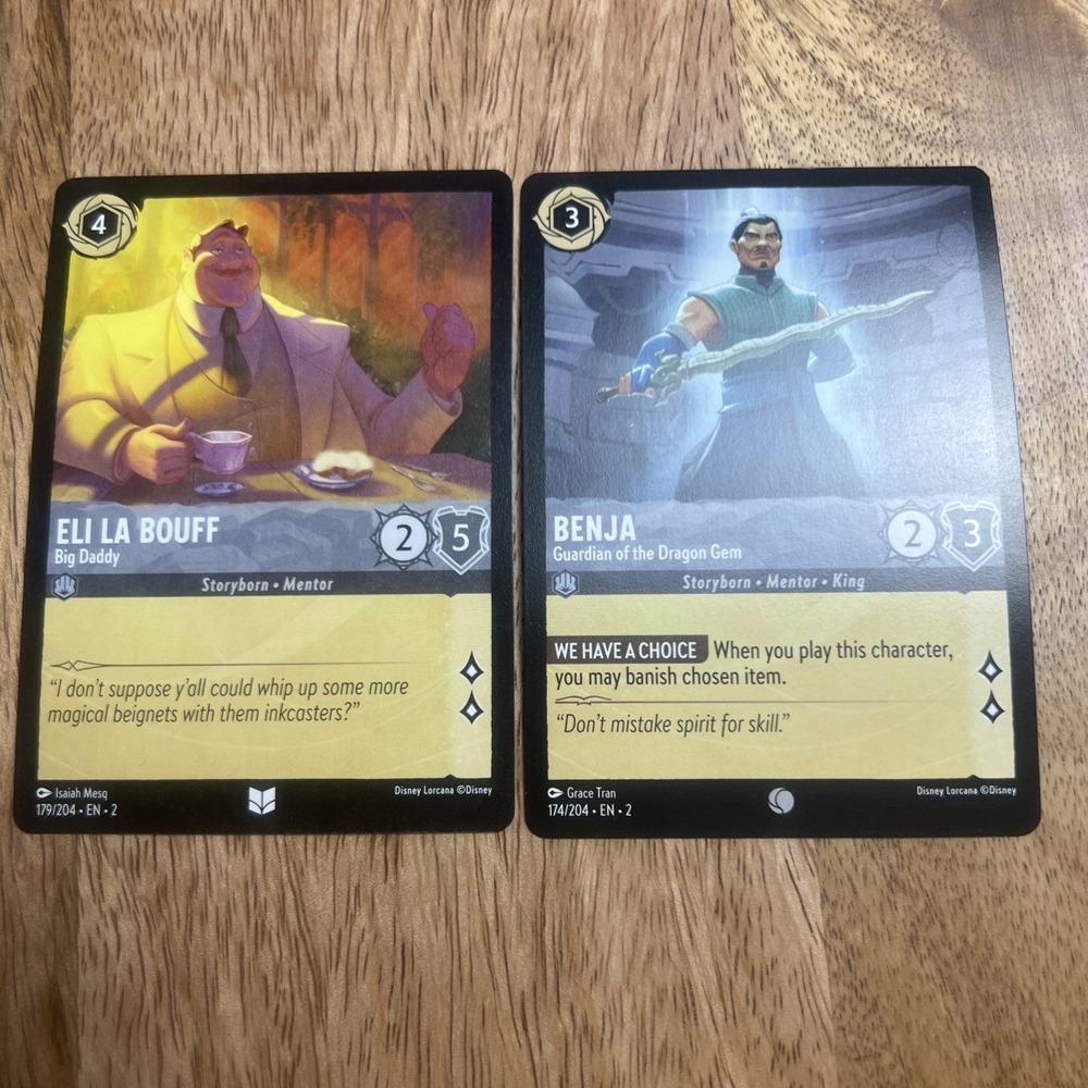 Disney Lorcana The Rise of the Floodborn‎ trading cards Eli La Bouff Benja